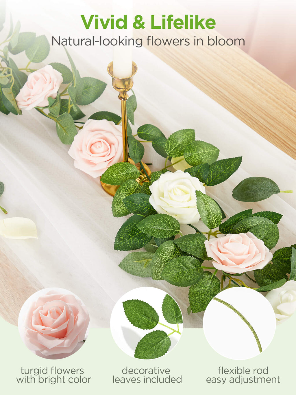 AF206B Artificial Faux Flowers, 25 pcs, Blush