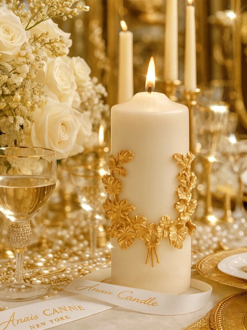 “Promise of Life” -Golden Wheat Pillar Candle XXL