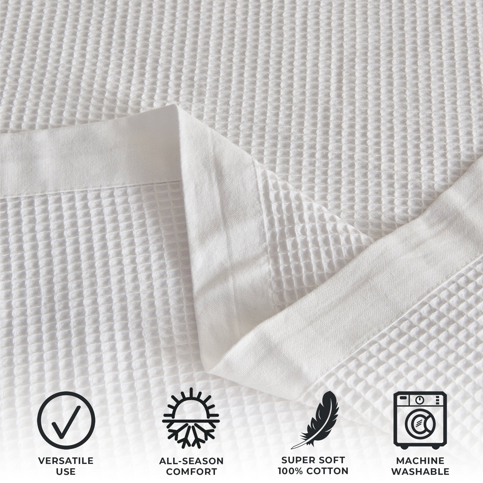 100% Cotton Lightweight Waffle Weave Summer Blanket