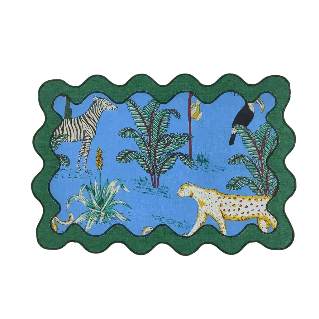 100% Cotton Green Scallop Safari Placemat Set of 6