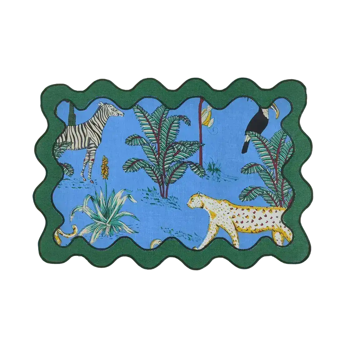 100% Cotton Green Scallop Safari Placemat Set of 6