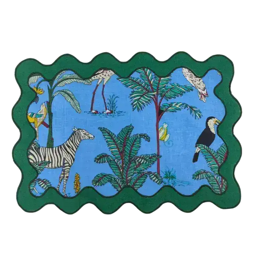 100% Cotton Green Scallop Safari Placemat Set