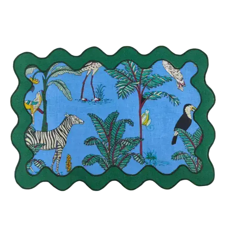 100% Cotton Green Scallop Safari Placemat Set of 6