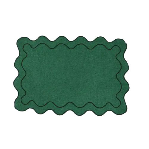 100% Cotton Green Scallop Safari Placemat Set of 6