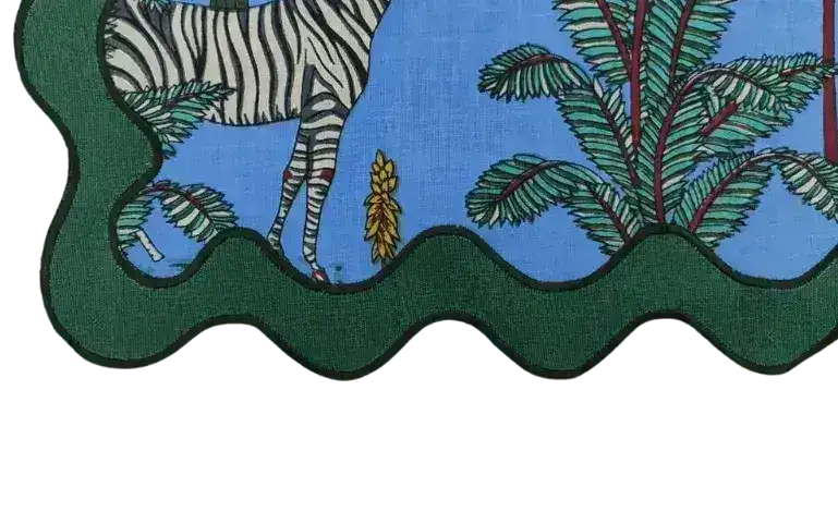 100% Cotton Green Scallop Safari Placemat Set of 6