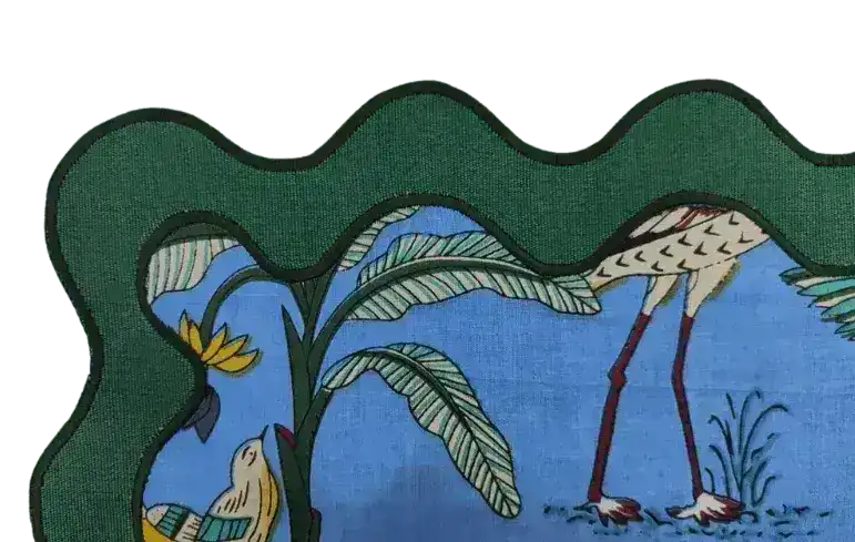 100% Cotton Green Scallop Safari Placemat Set of 6