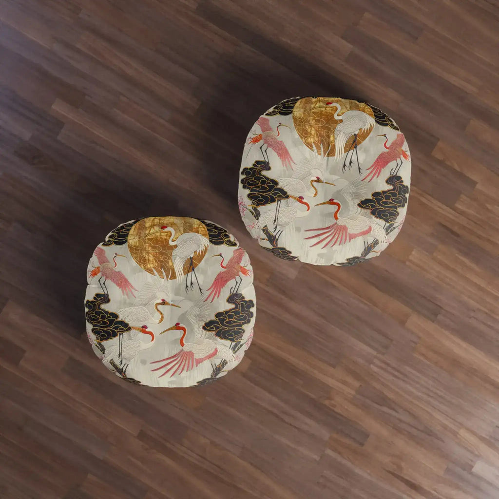 Majestic Crane and Cloud Pattern Floor Pillow