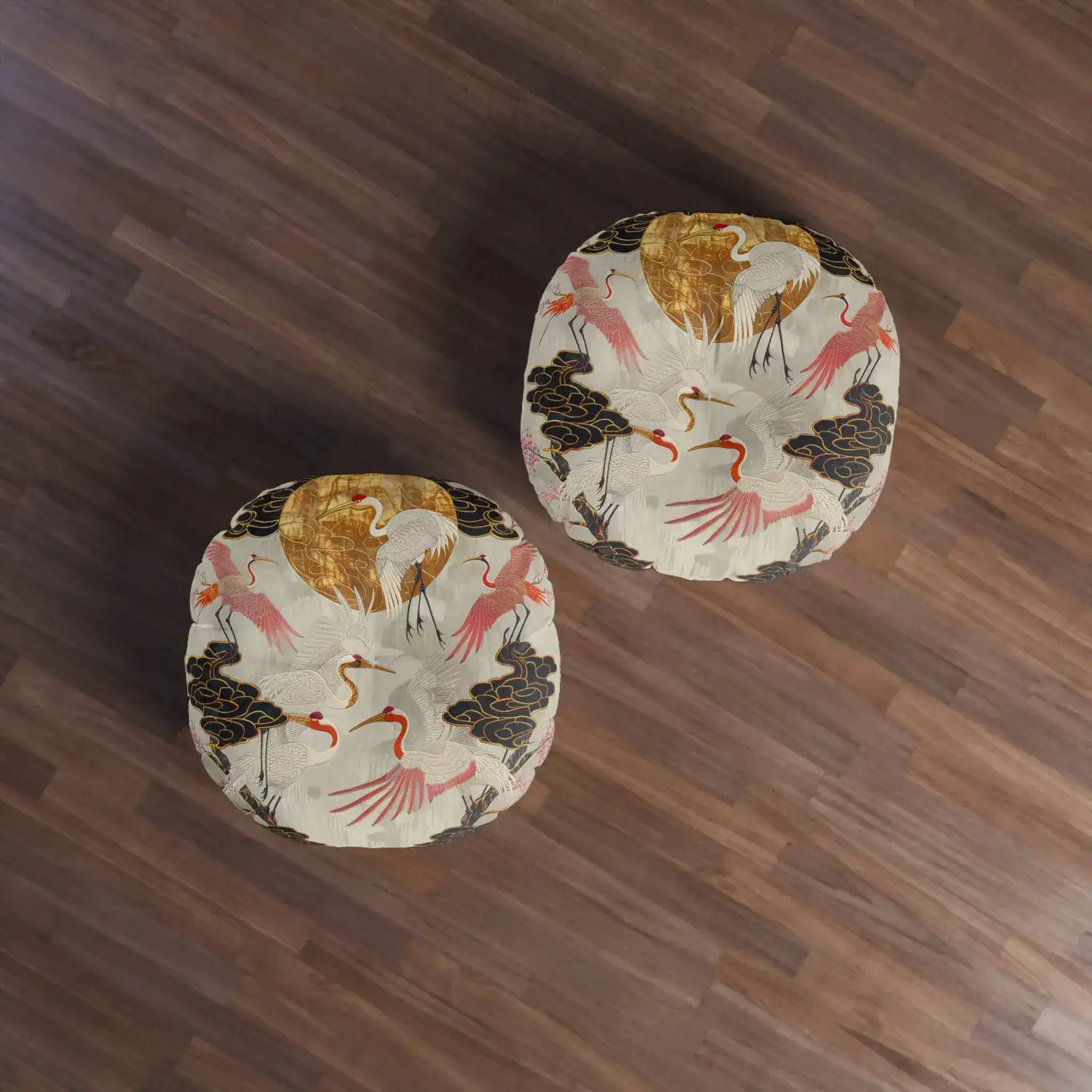 Majestic Crane and Cloud Pattern Floor Pillow