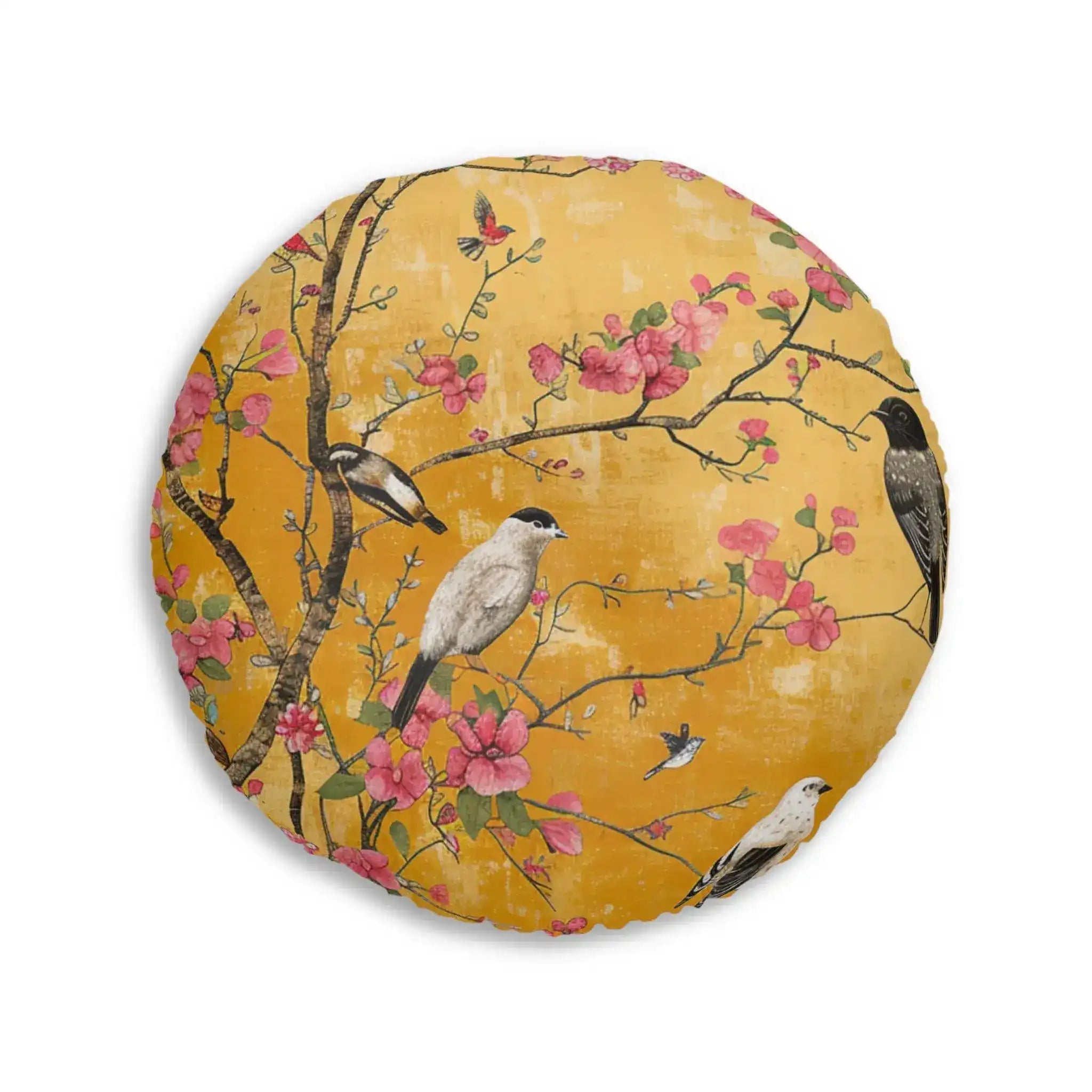 Floral Birds and Blossoms Floor Pillow