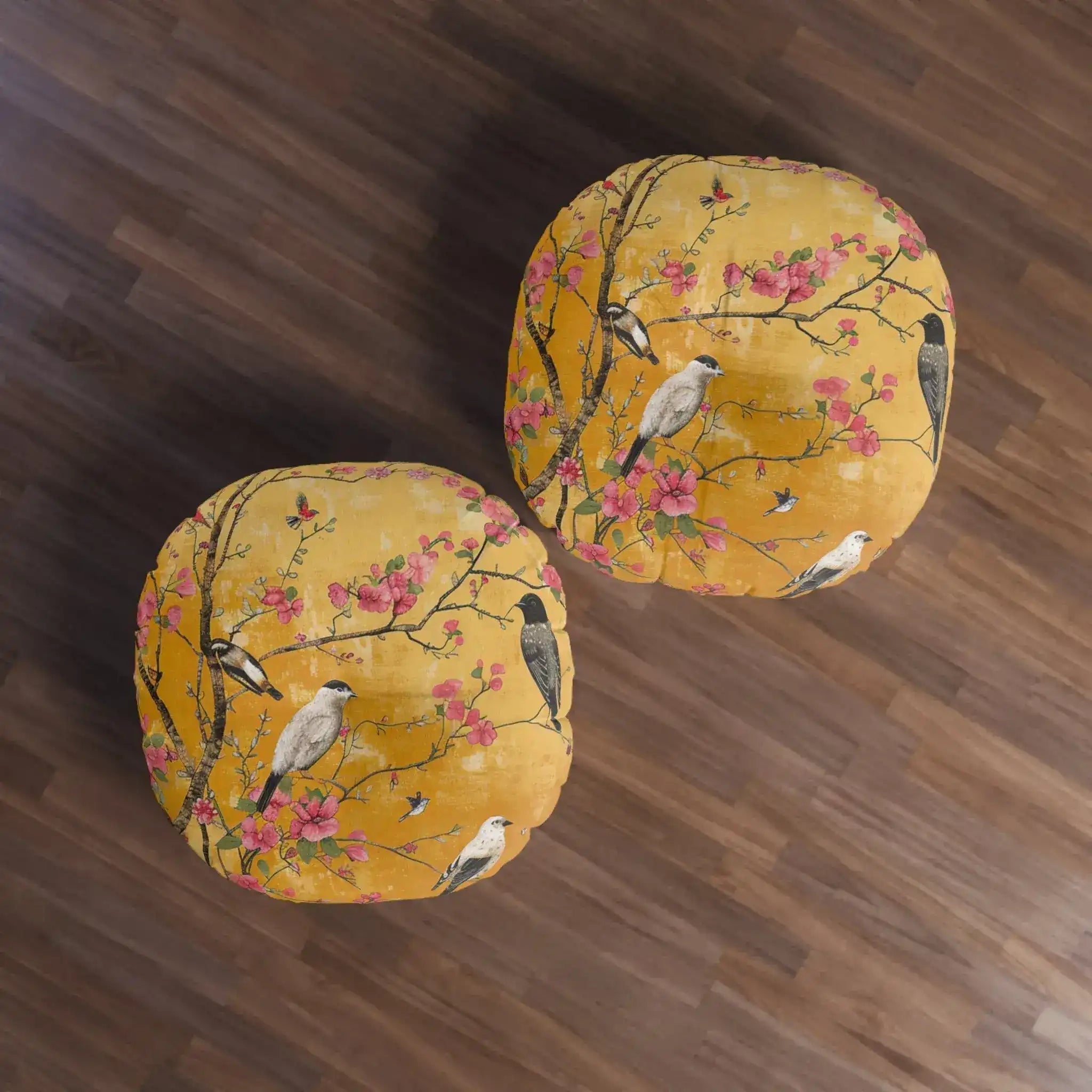 Floral Birds and Blossoms Floor Pillow