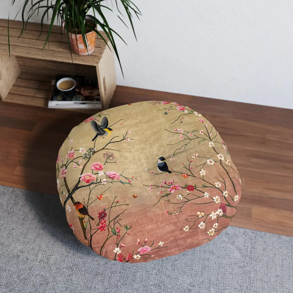 Spring Blossom Birds Floor Pillow