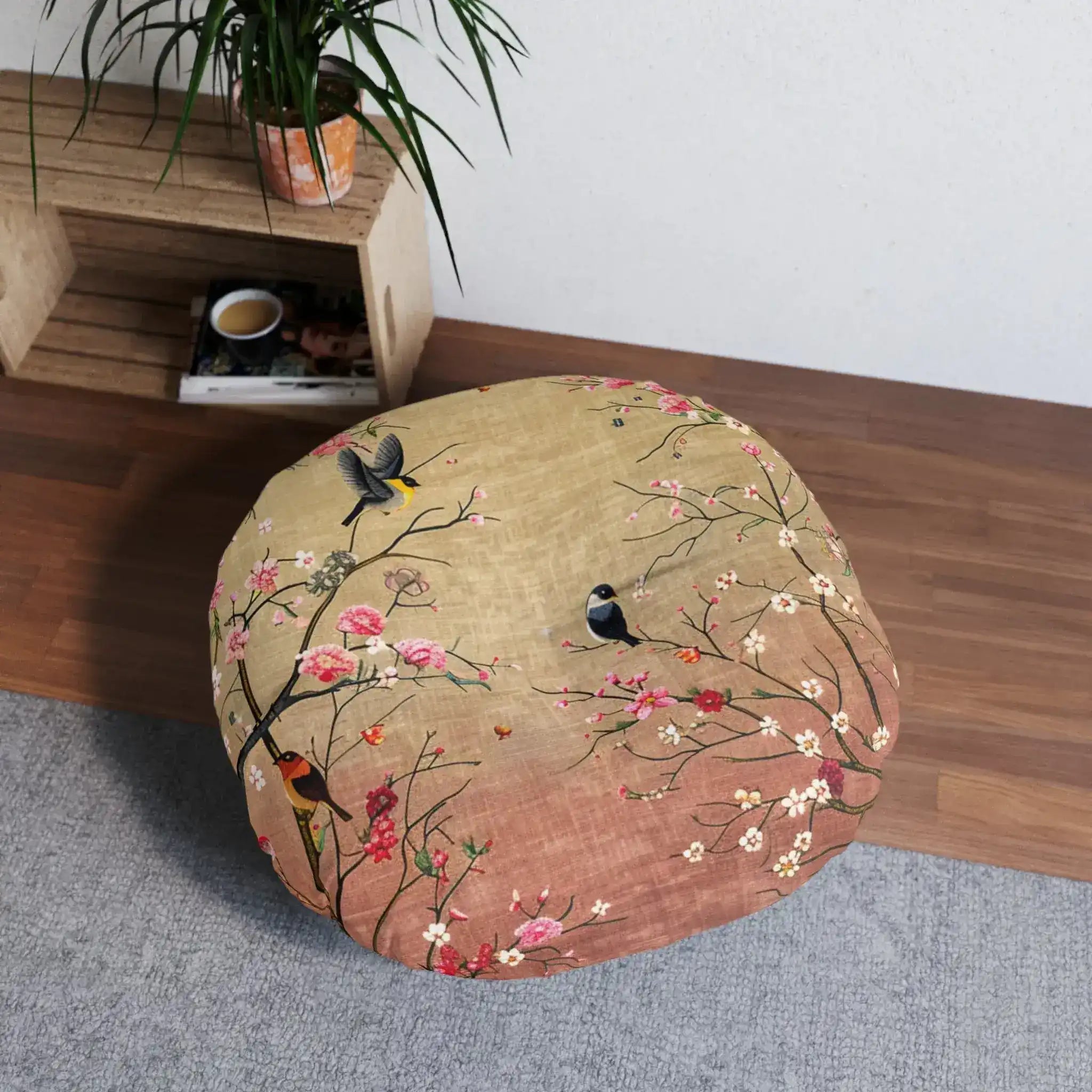 Spring Blossom Birds Floor Pillow