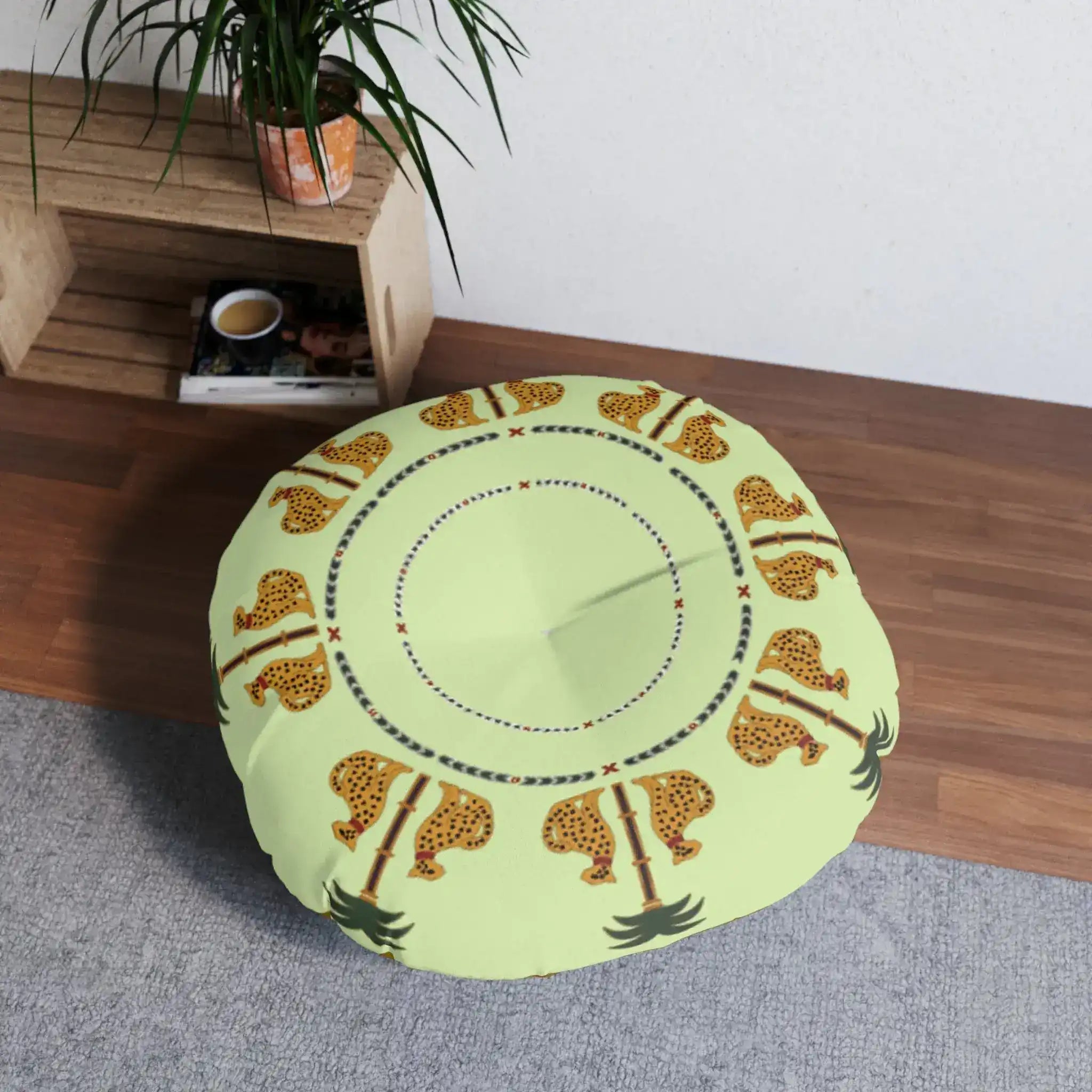 Savanna Serenade Tufted Round Floor Pillow