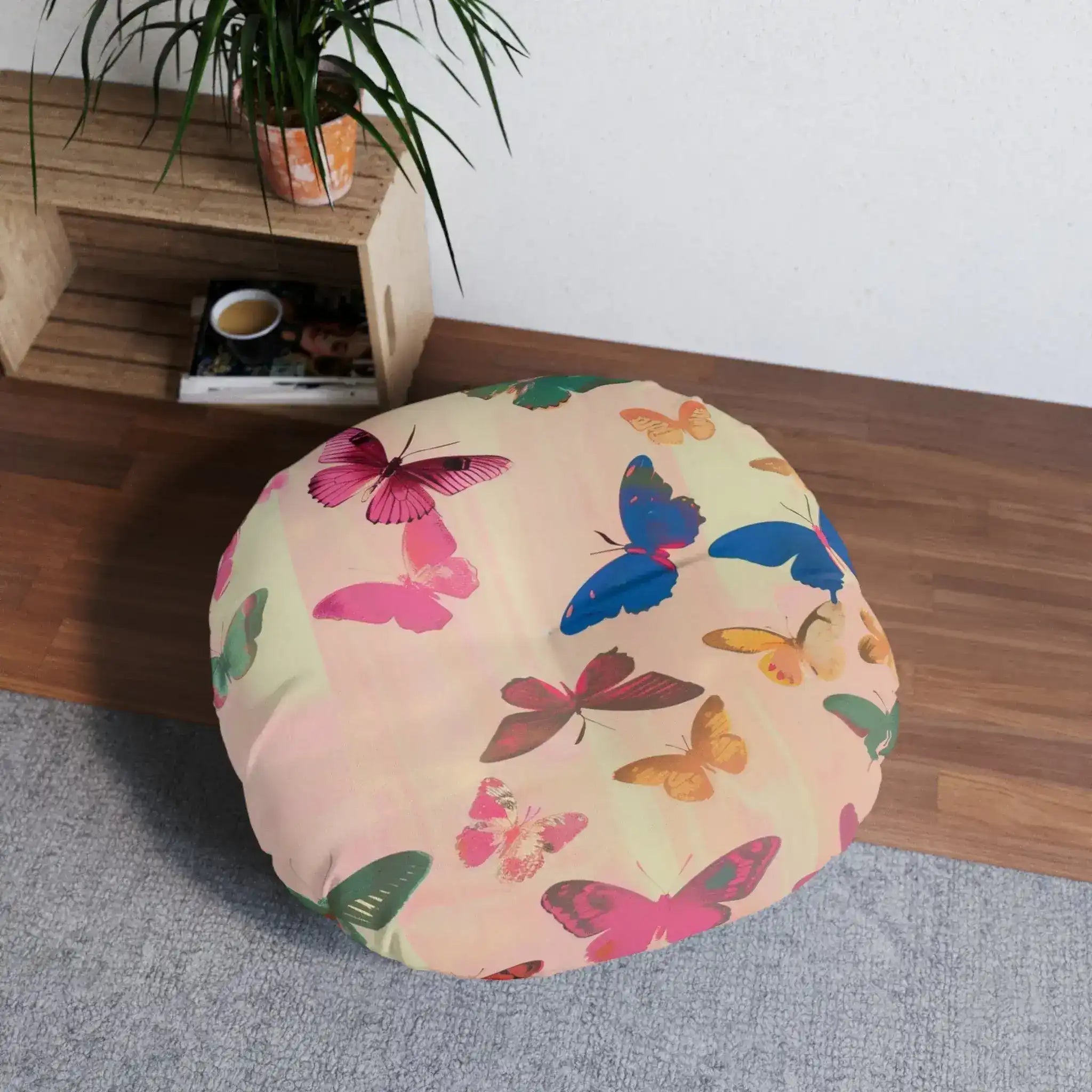 Butterfly Kisses Dreamy Pink Flight Floor Pillow