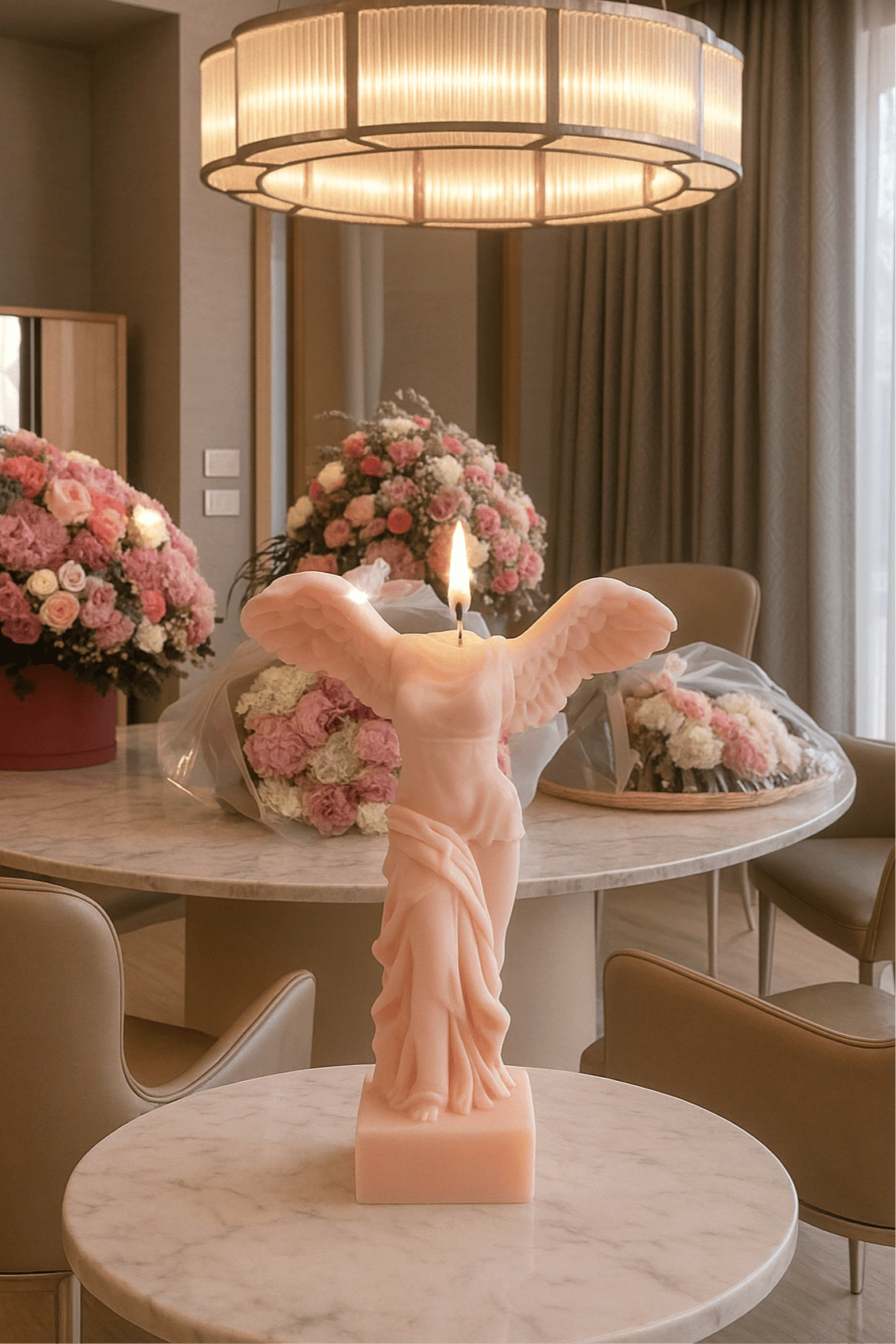 Winged Victory Candle in French Rose