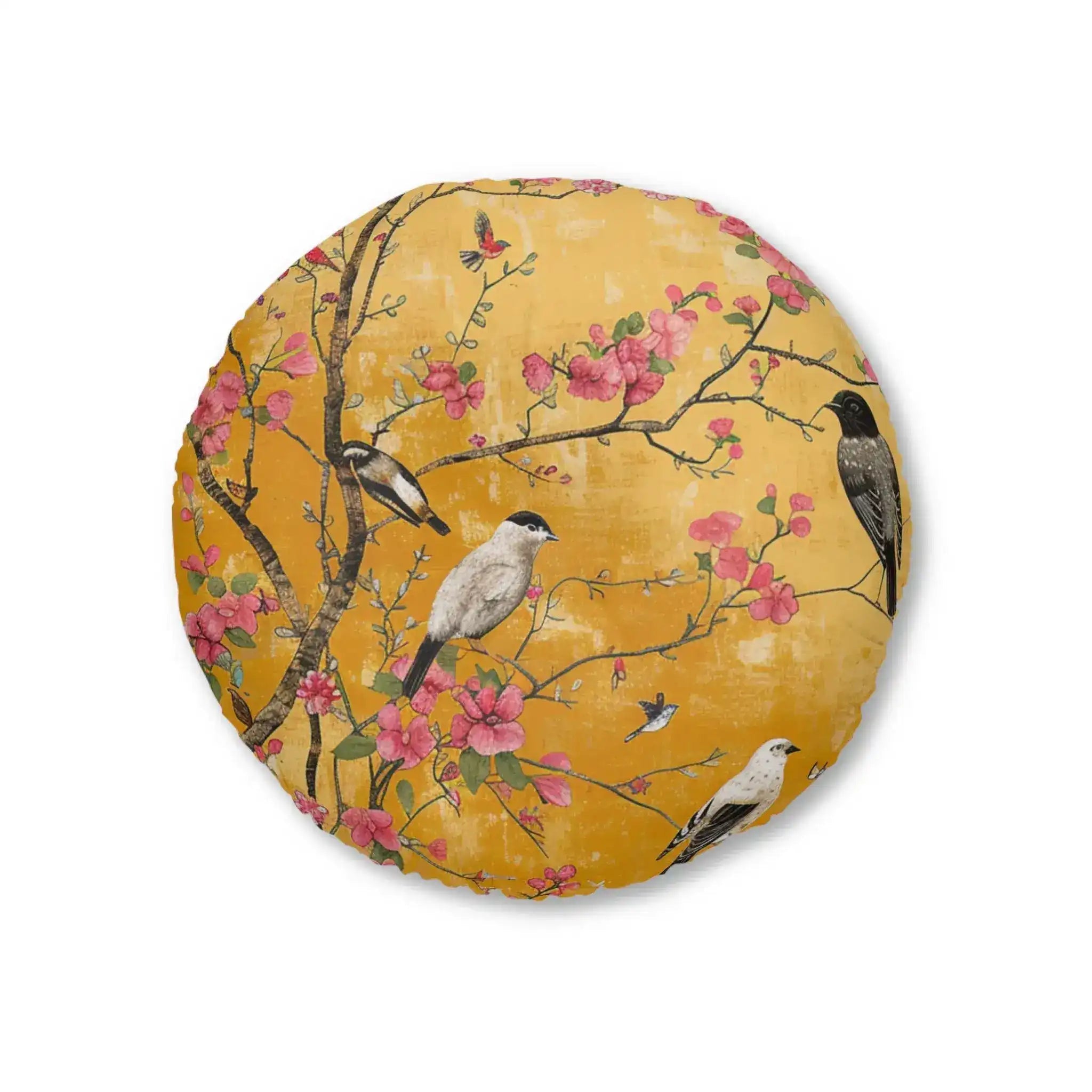 Floral Birds and Blossoms Floor Pillow
