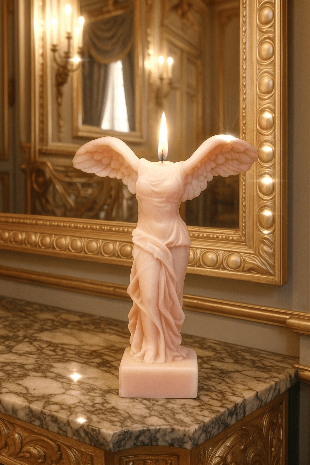 Winged Victory Candle in French Rose