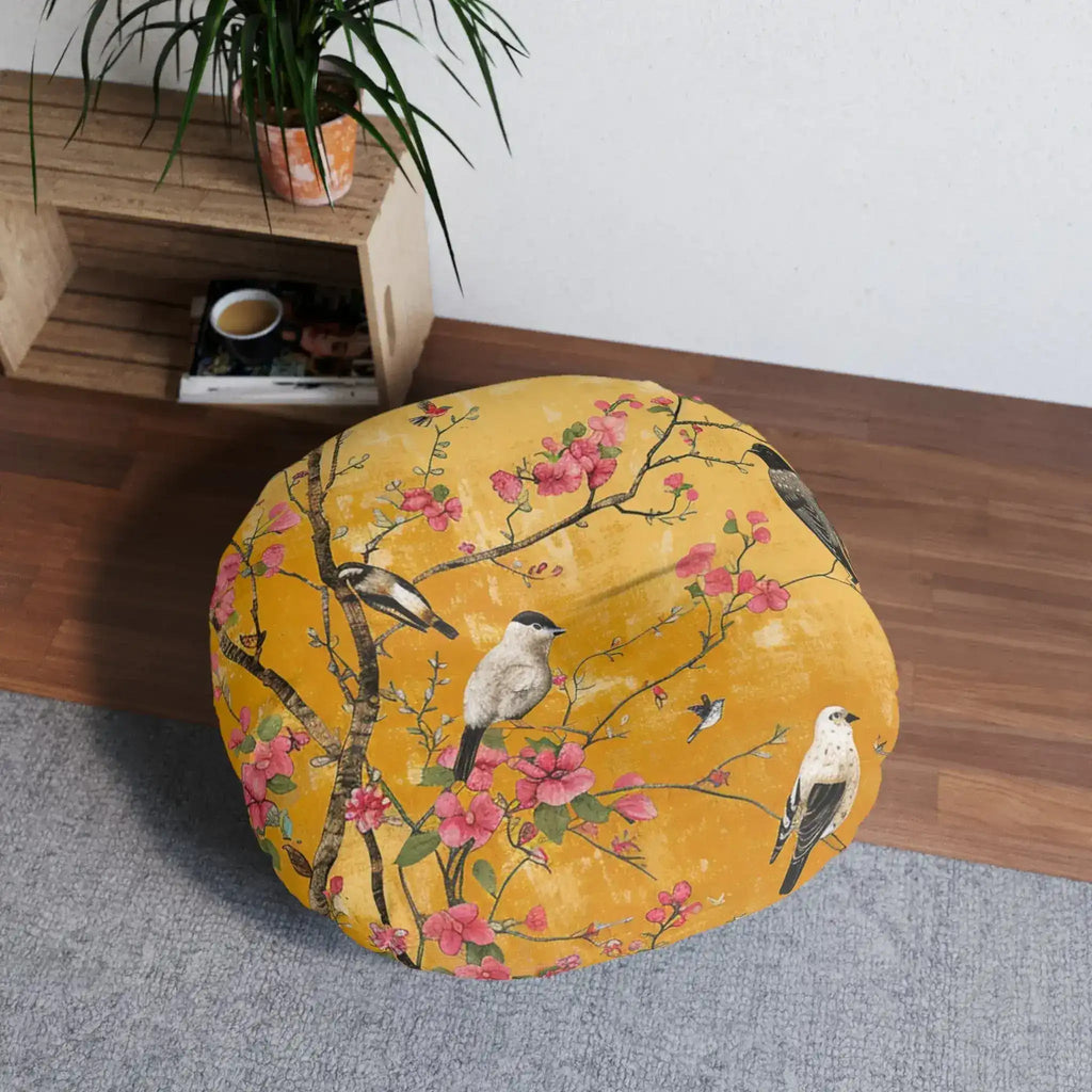 Floral Birds and Blossoms Floor Pillow