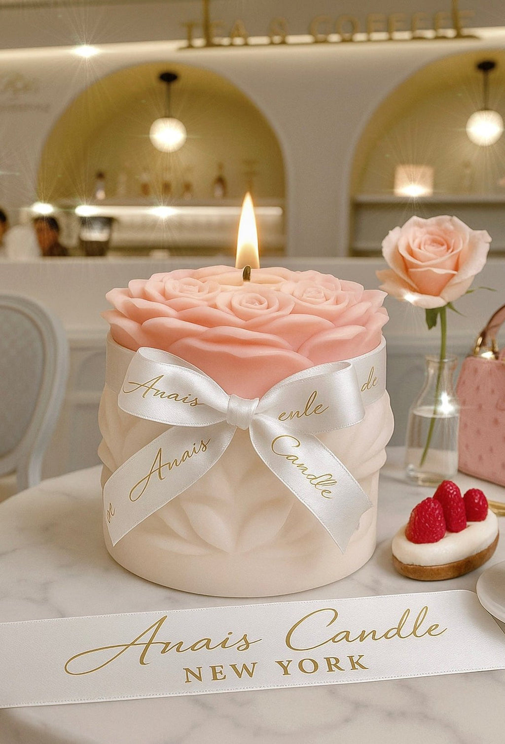 Lavish Rose Bouquet Candle in Pink - XXL