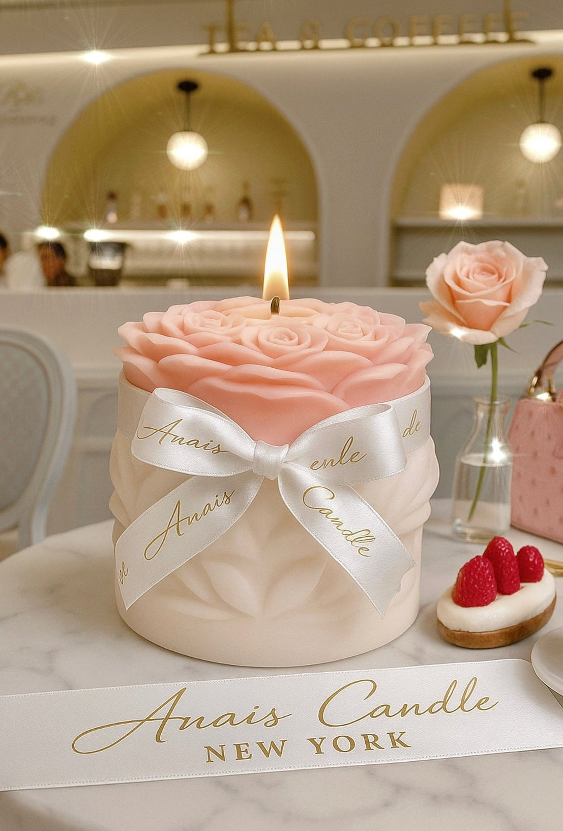 Lavish Rose Bouquet Candle in Pink - XXL
