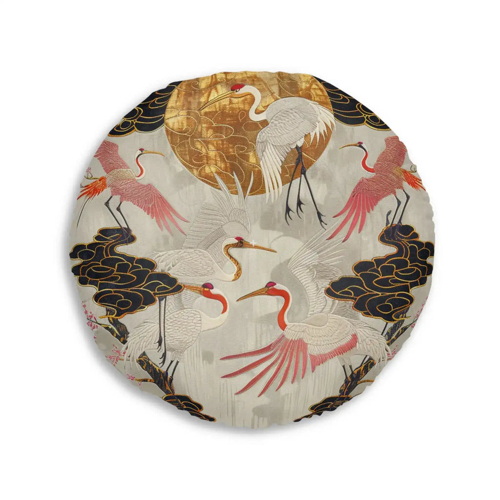 Majestic Crane and Cloud Pattern Floor Pillow