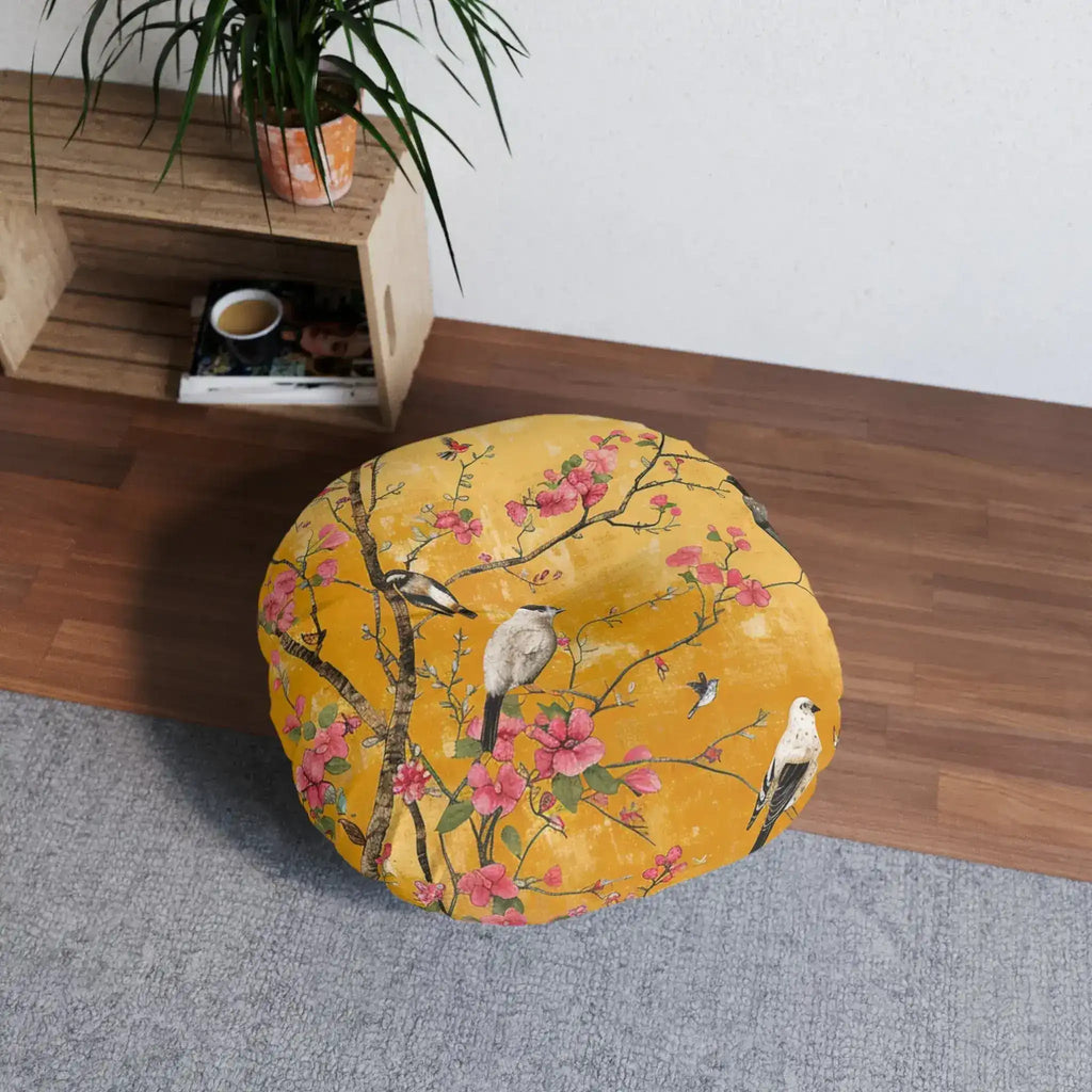 Floral Birds and Blossoms Floor Pillow
