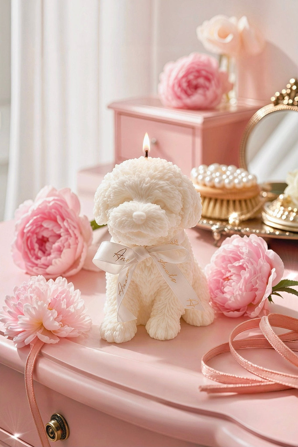 Anaïs Puppy Candle in White