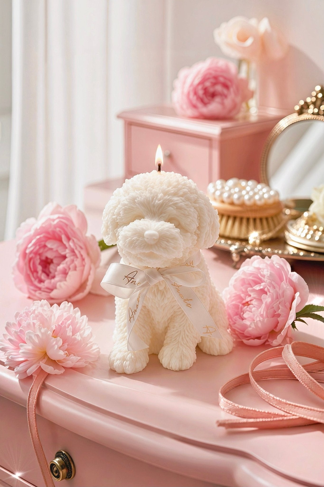 Anaïs Puppy Candle in White