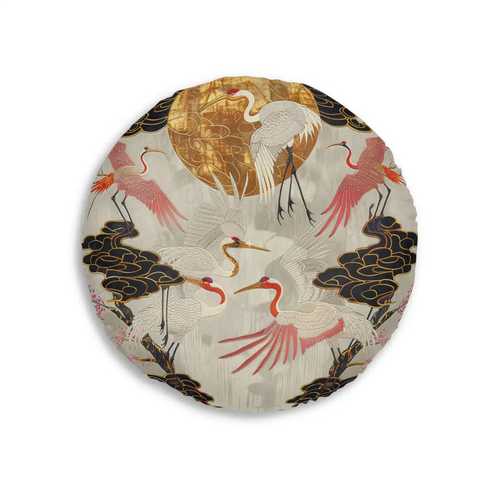 Majestic Crane and Cloud Pattern Floor Pillow