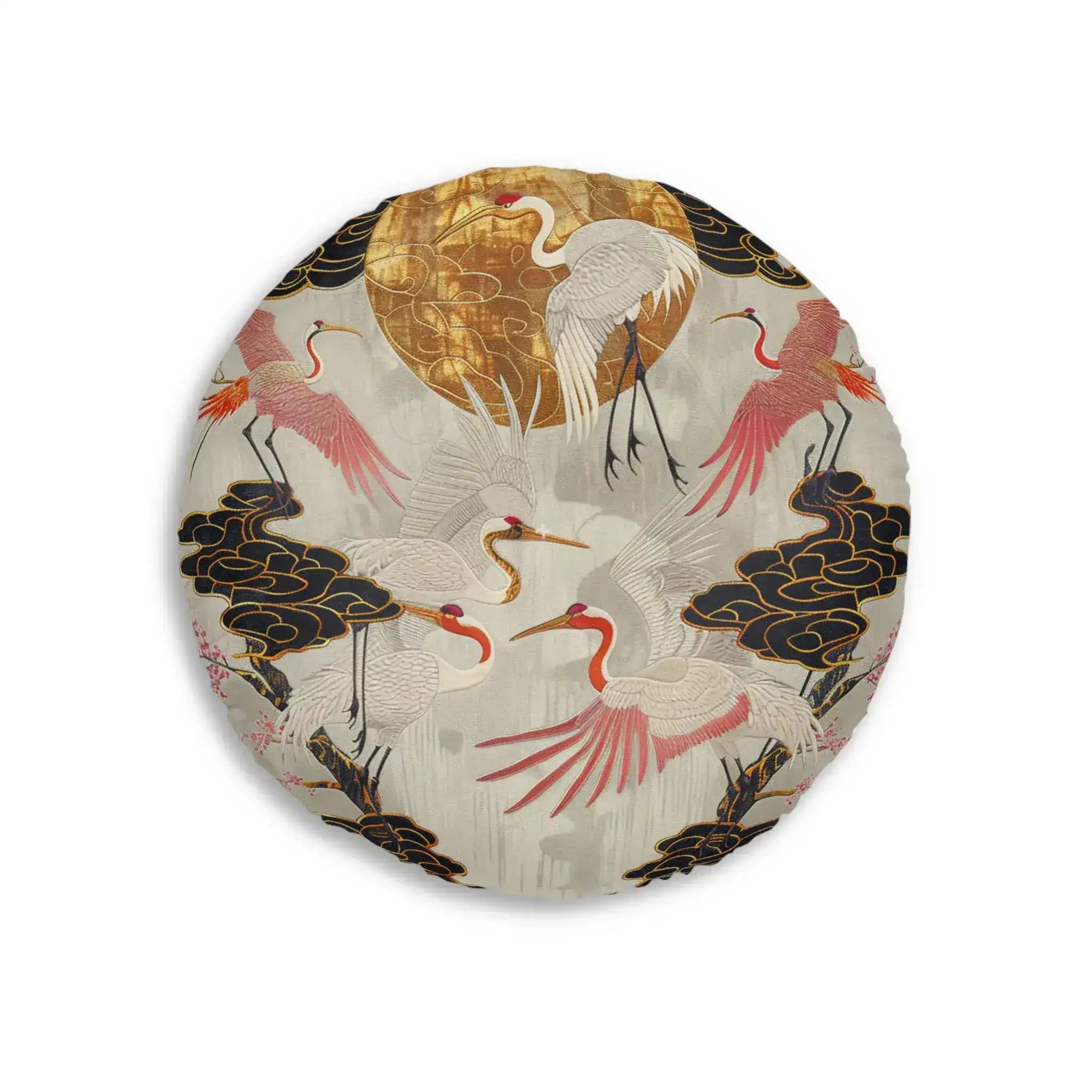 Majestic Crane and Cloud Pattern Floor Pillow