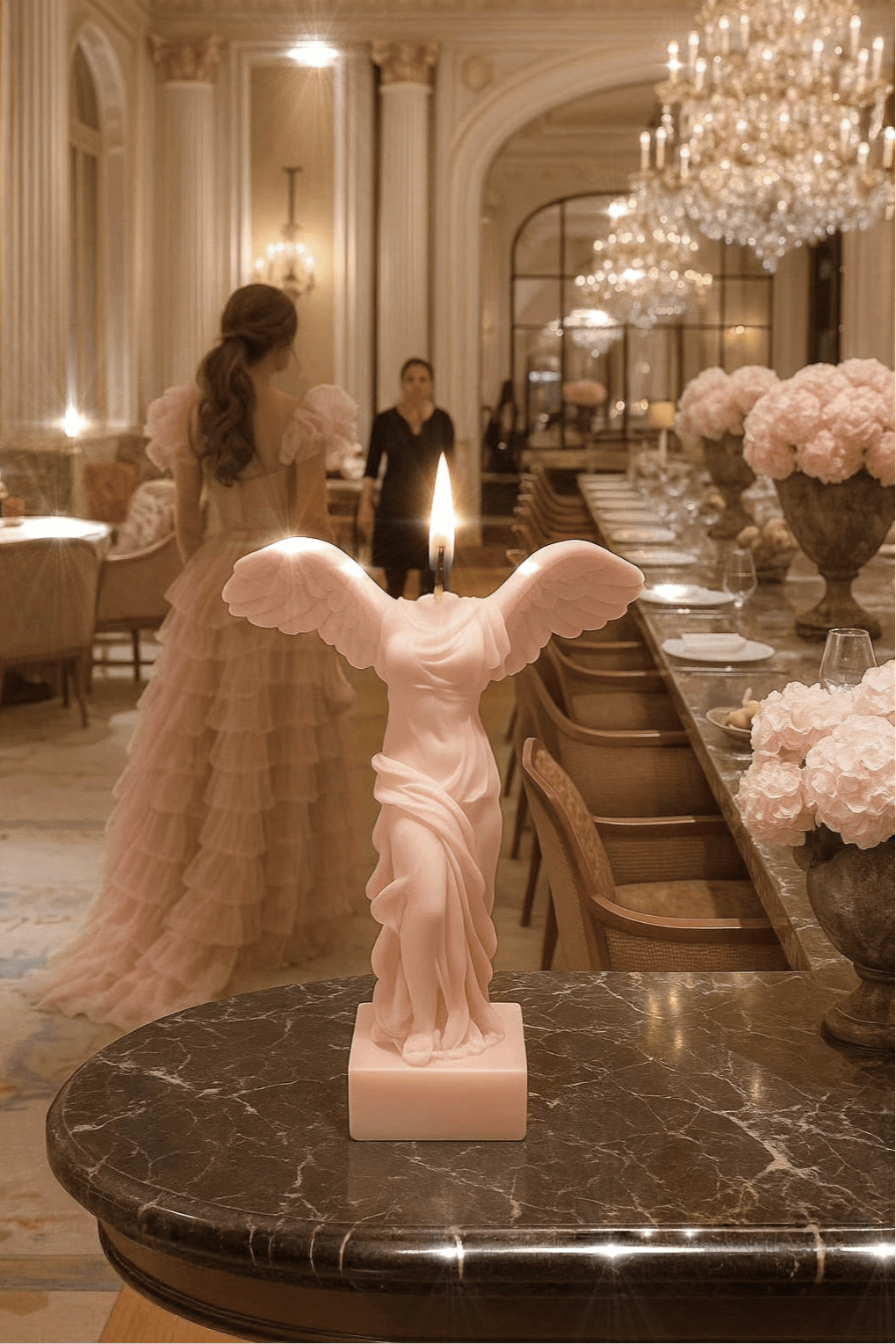 Winged Victory Candle in French Rose