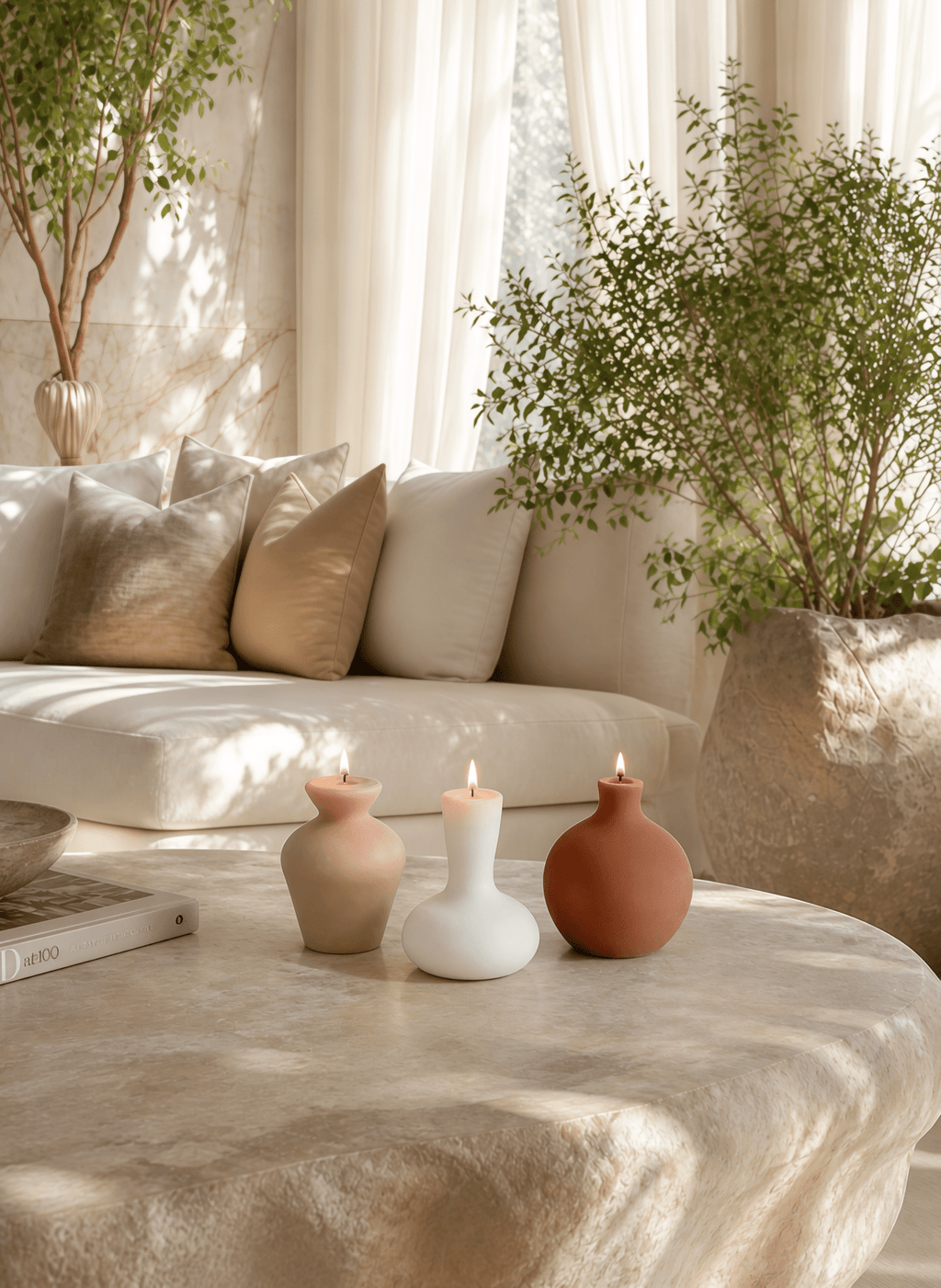Casa Organic Modern Vessel Candle Set of 3