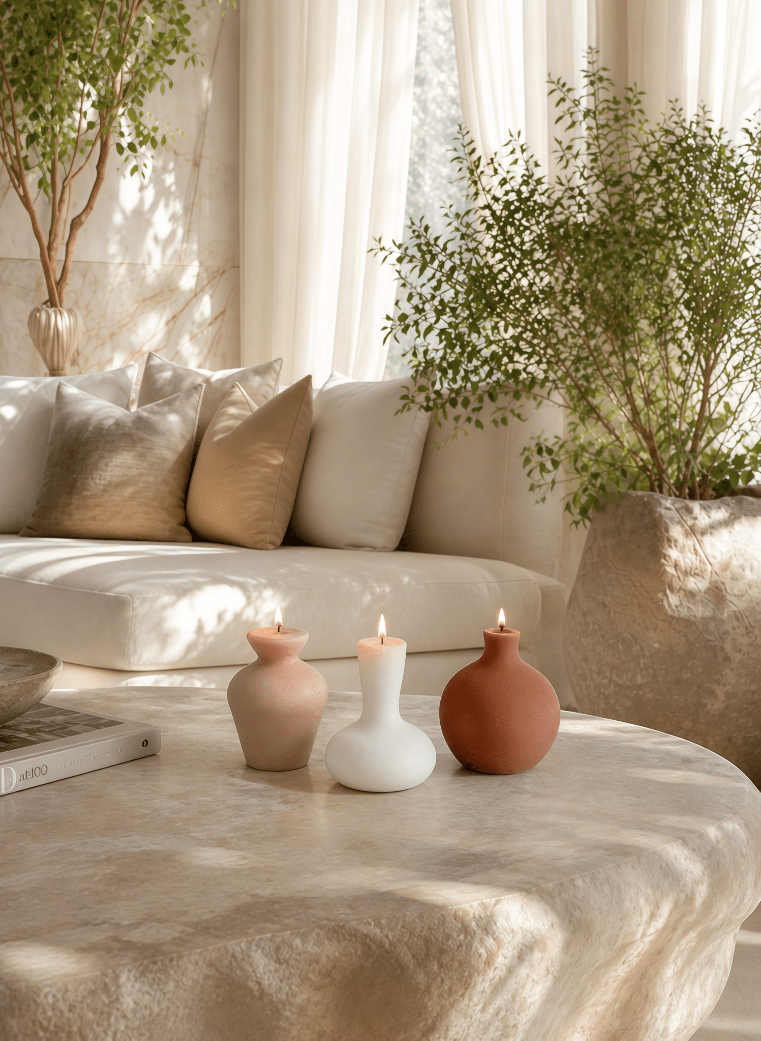 Casa Organic Modern Vessel Candle Set of 3