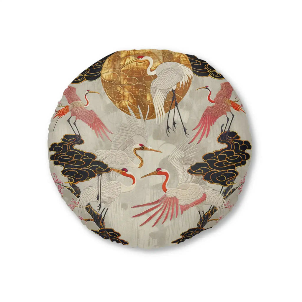 Majestic Crane and Cloud Pattern Floor Pillow