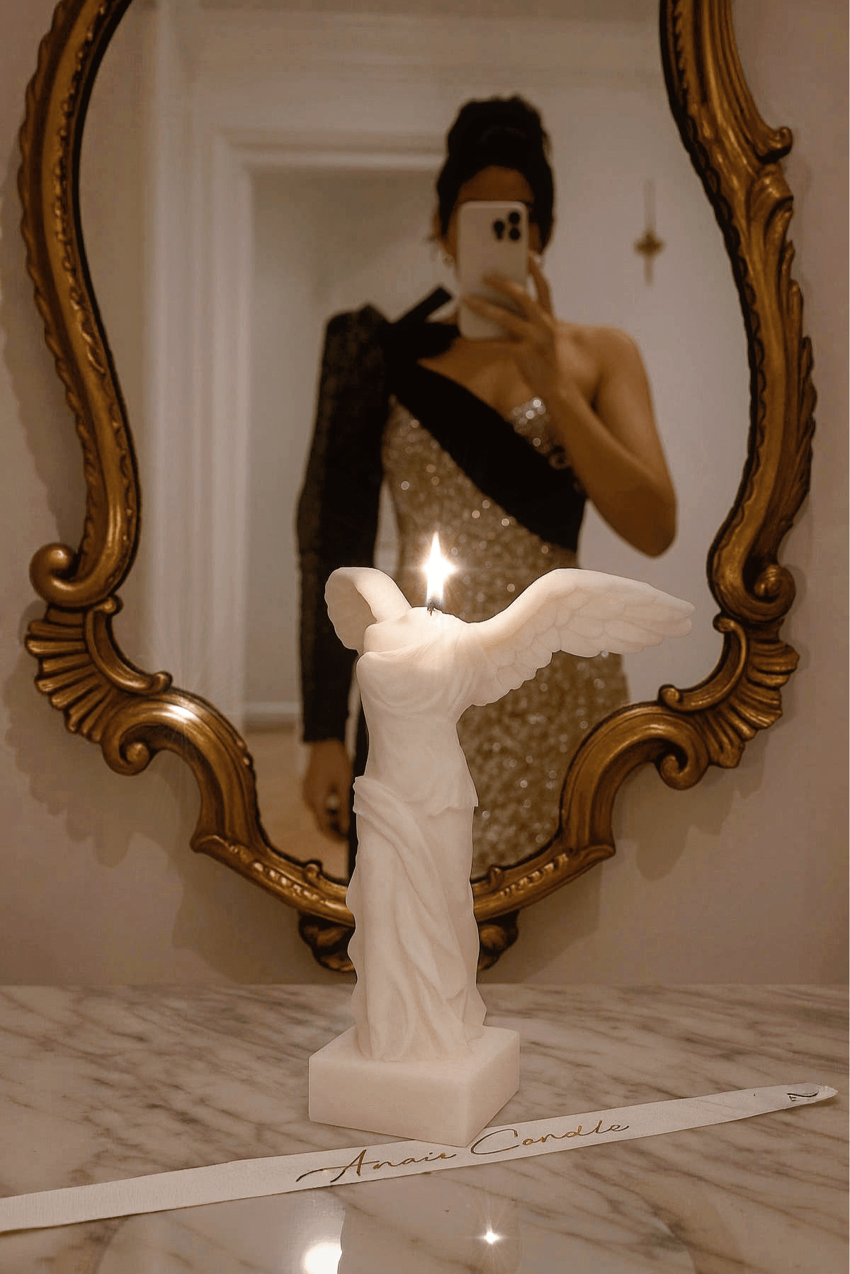 Winged Victory Candle in Sculpture White
