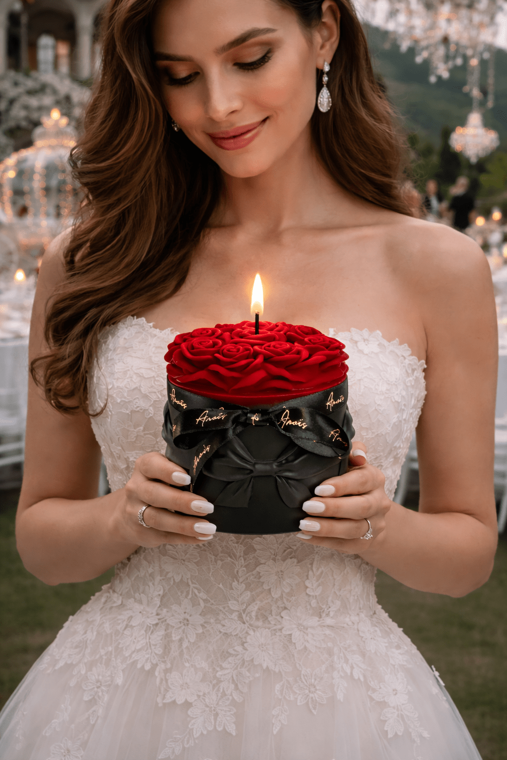Lavish Rose Bouquet Candle in Lipstick - XXL