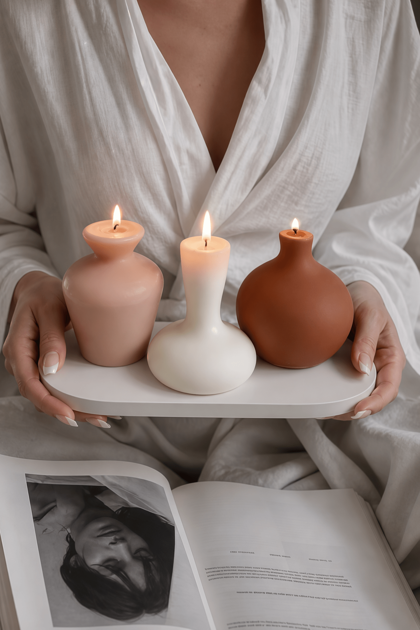 Casa Organic Modern Vessel Candle Set of 3