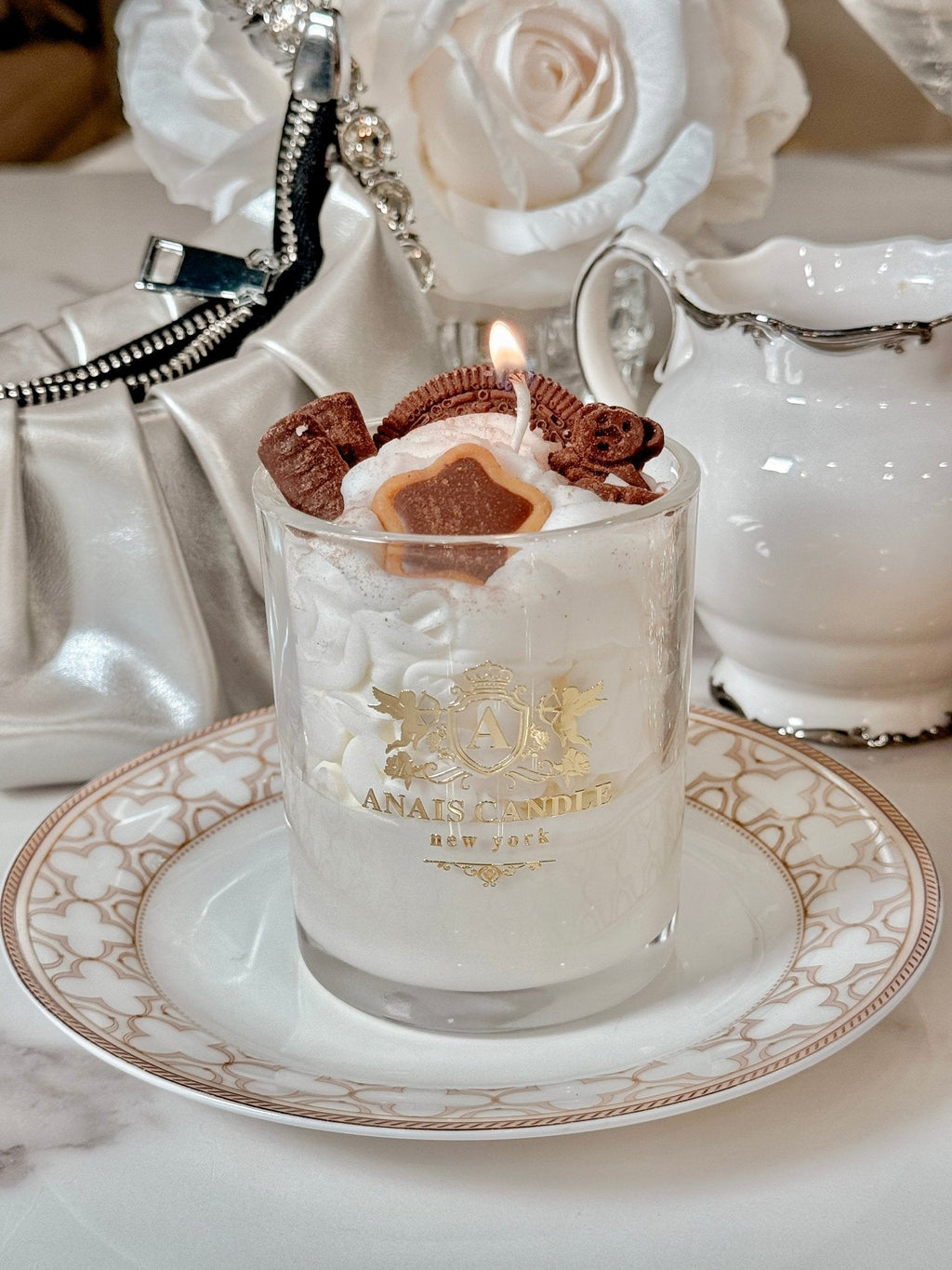 Chocolate Bear & Cookies Latte Candle