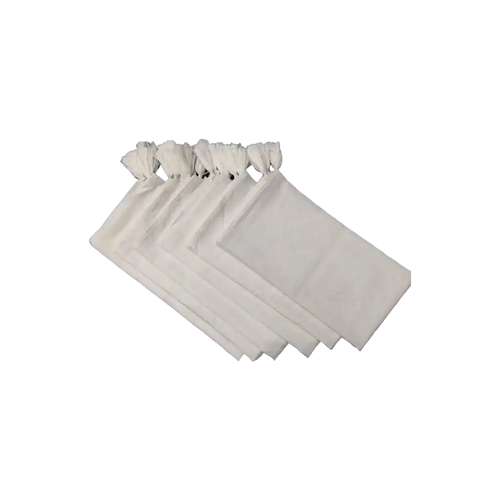 6 White Cotton Napkins with Tassel