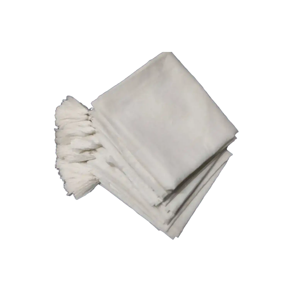 6 White Cotton Napkins with Tassel