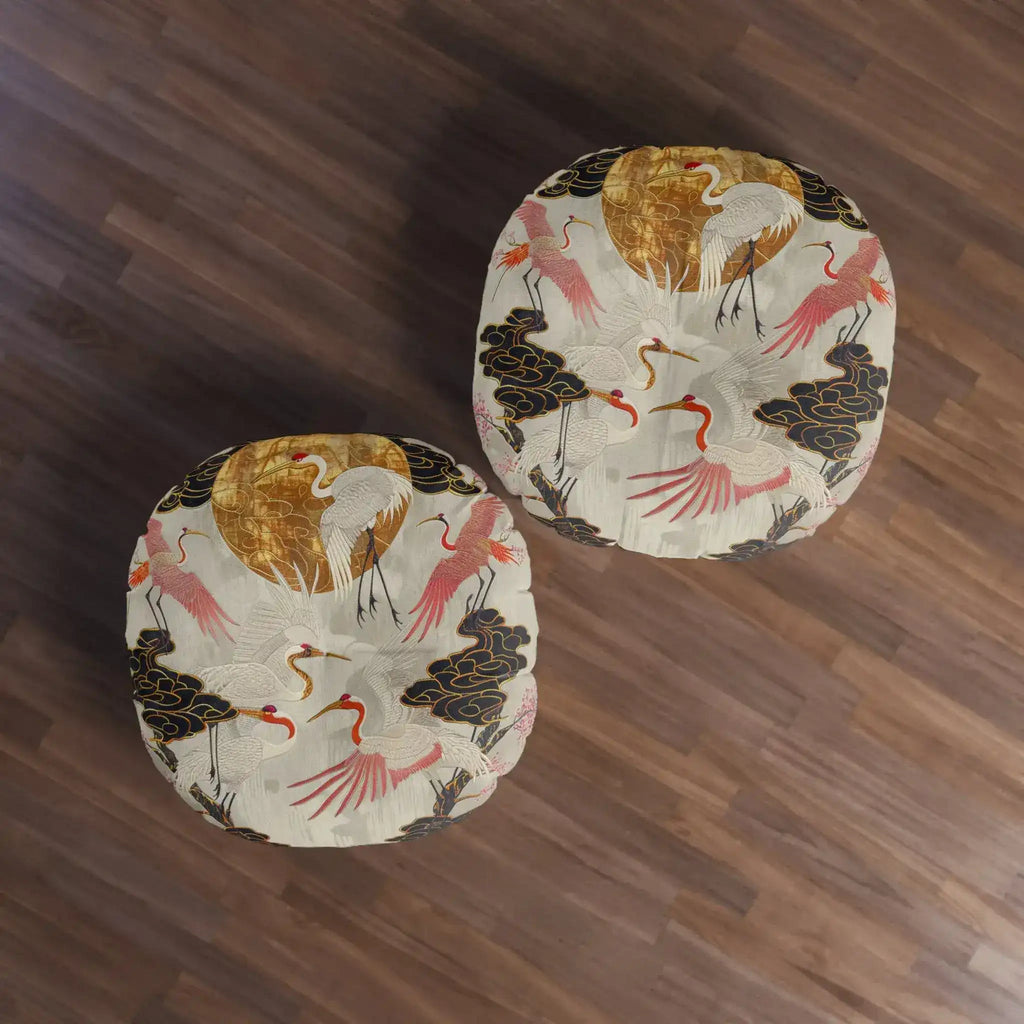 Majestic Crane and Cloud Pattern Floor Pillow