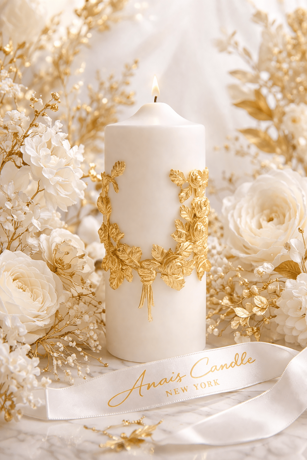 “Promise of Life” -Golden Wheat Pillar Candle XXL