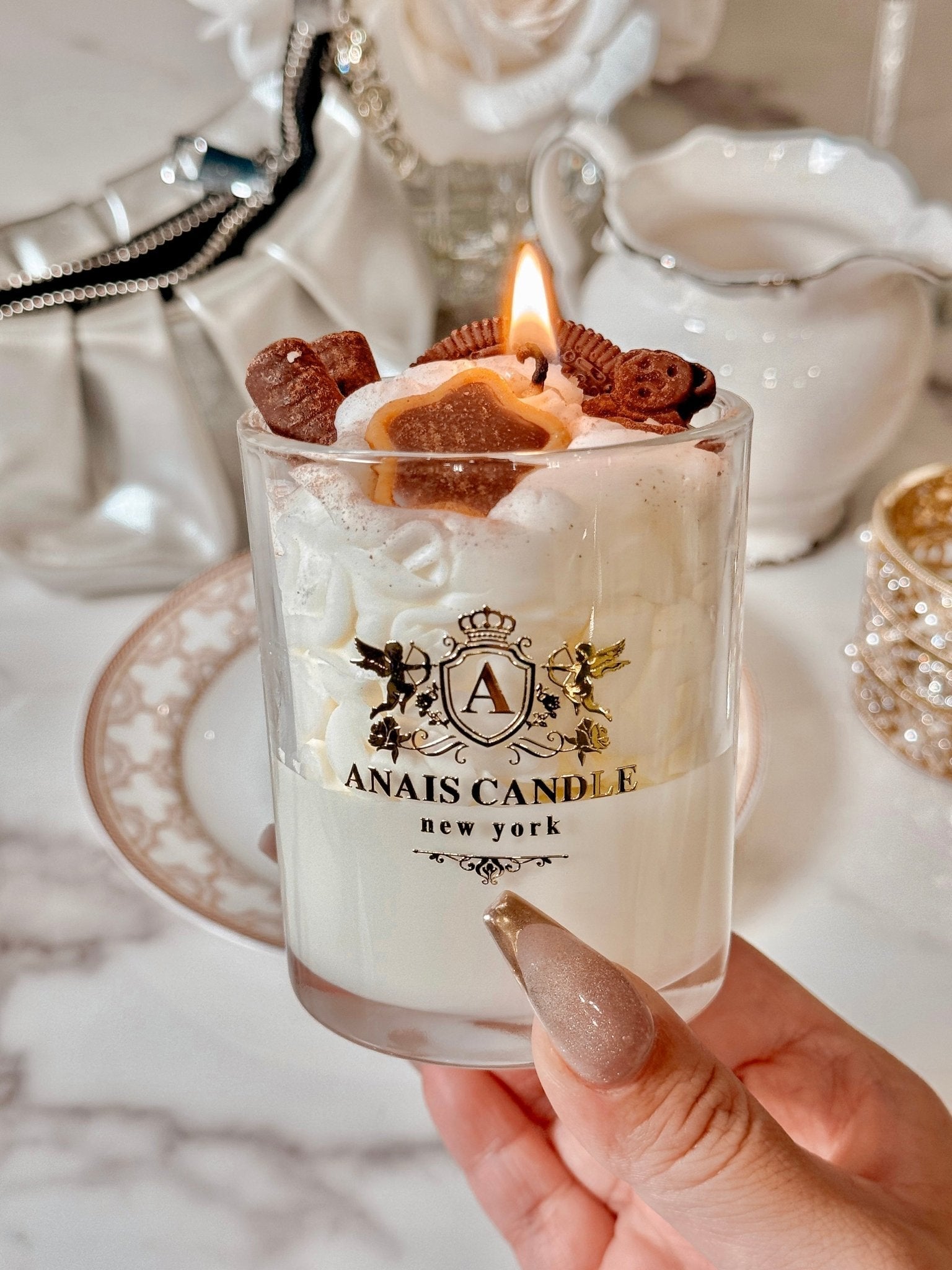 Chocolate Bear & Cookies Latte Candle