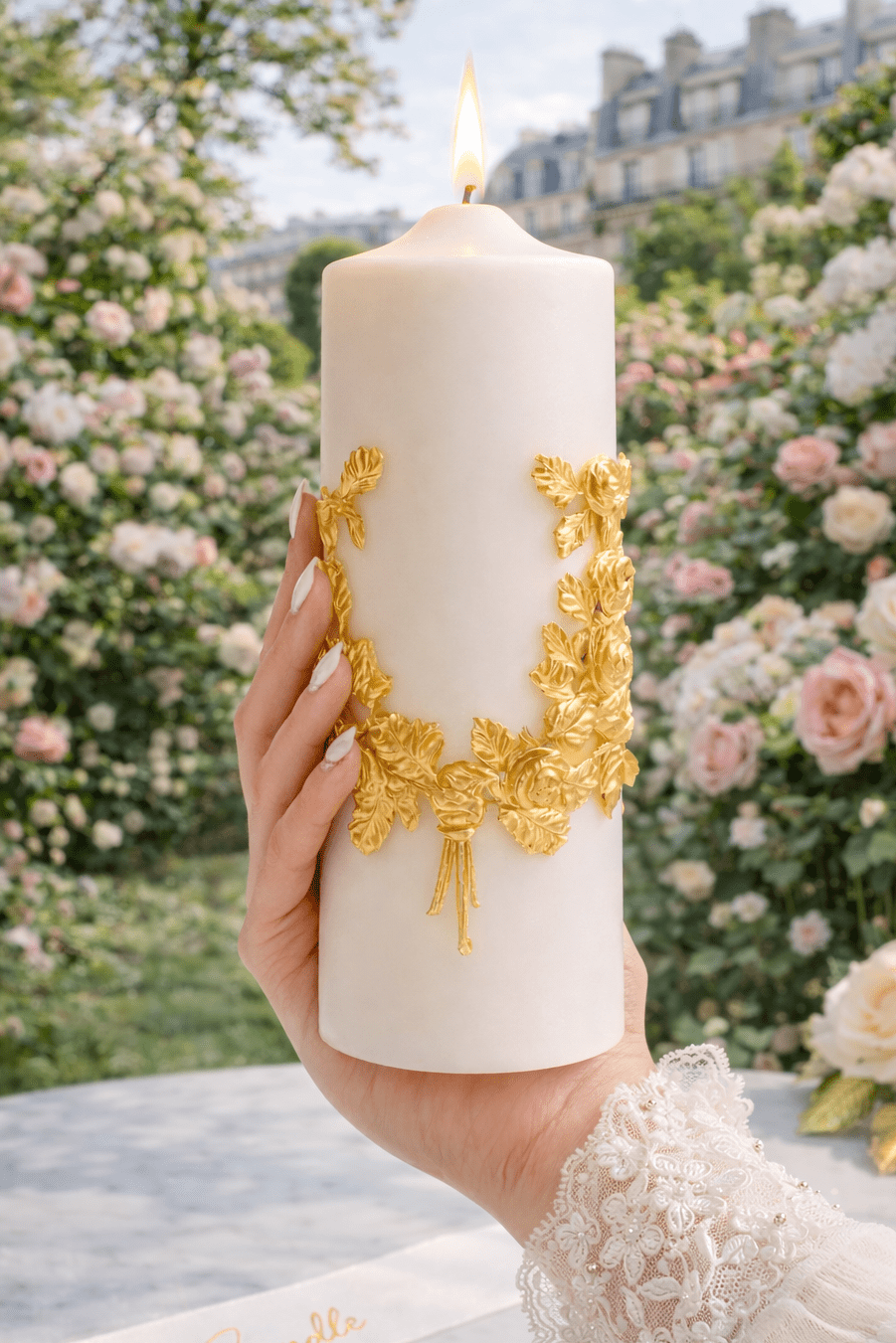 “Promise of Life” -Golden Wheat Pillar Candle XXL