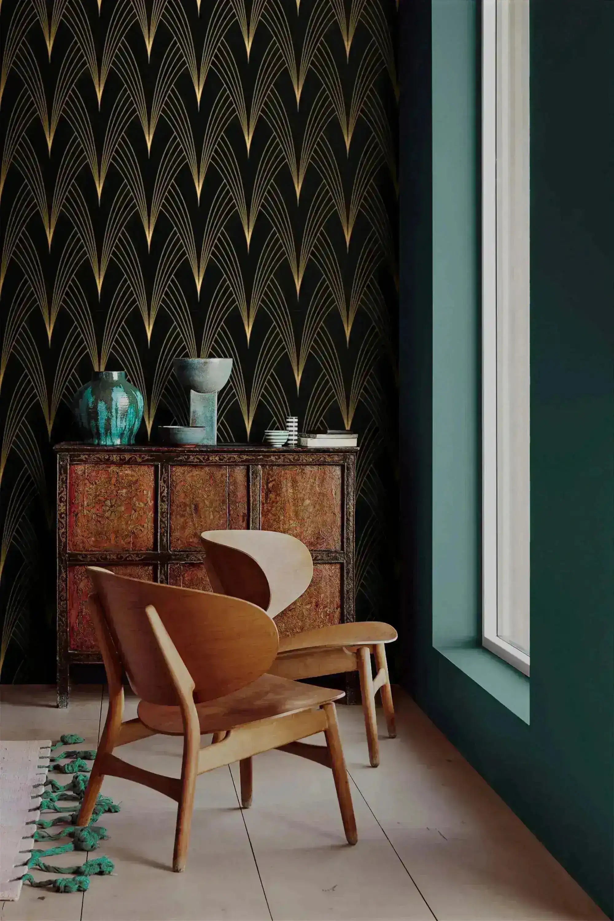 Art Deco Noir Wallpaper 47" x 96" Peel and stick