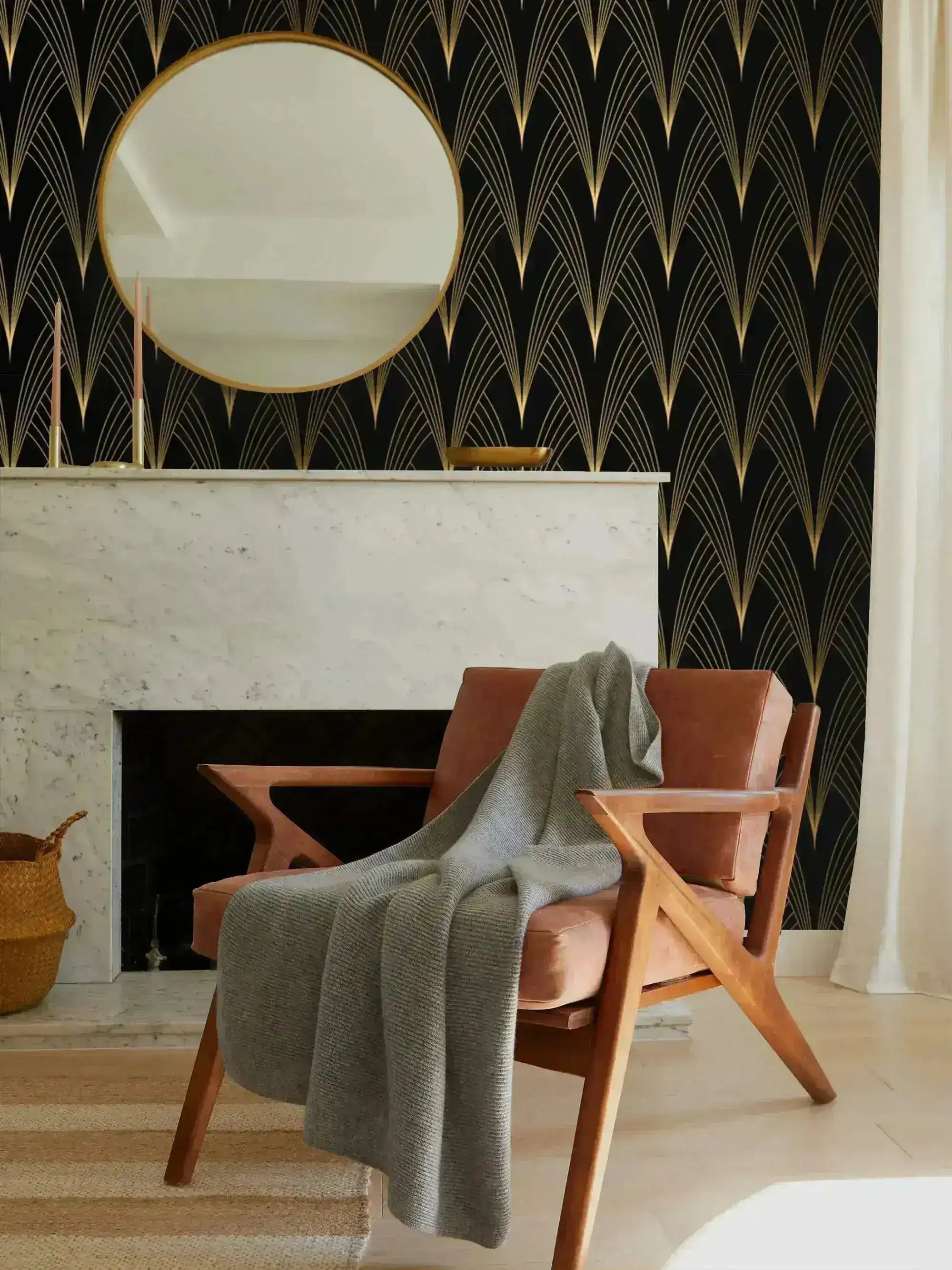 Art Deco Noir Wallpaper 47" x 96" Peel and stick