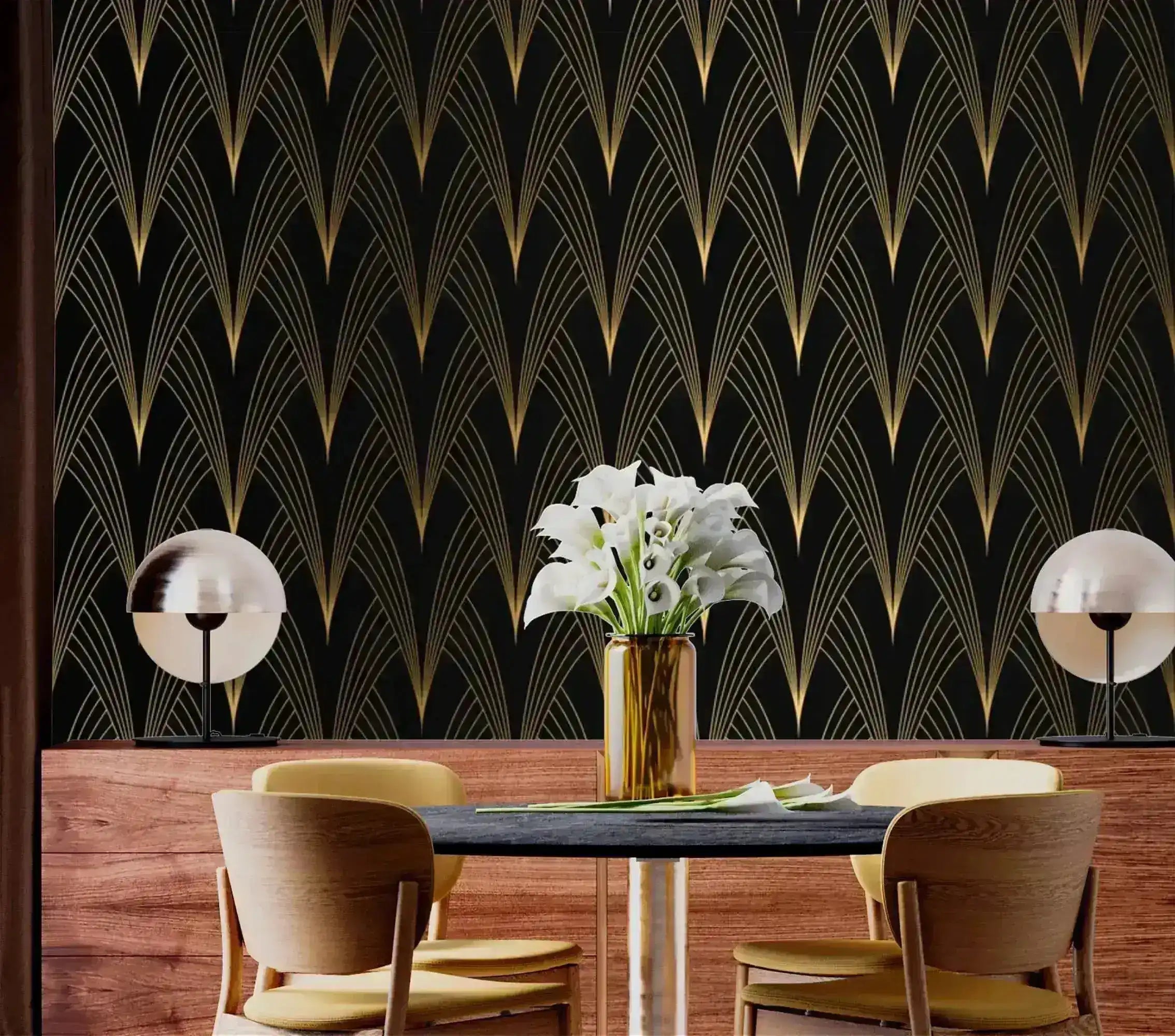 Art Deco Noir Wallpaper 47" x 96" Peel and stick