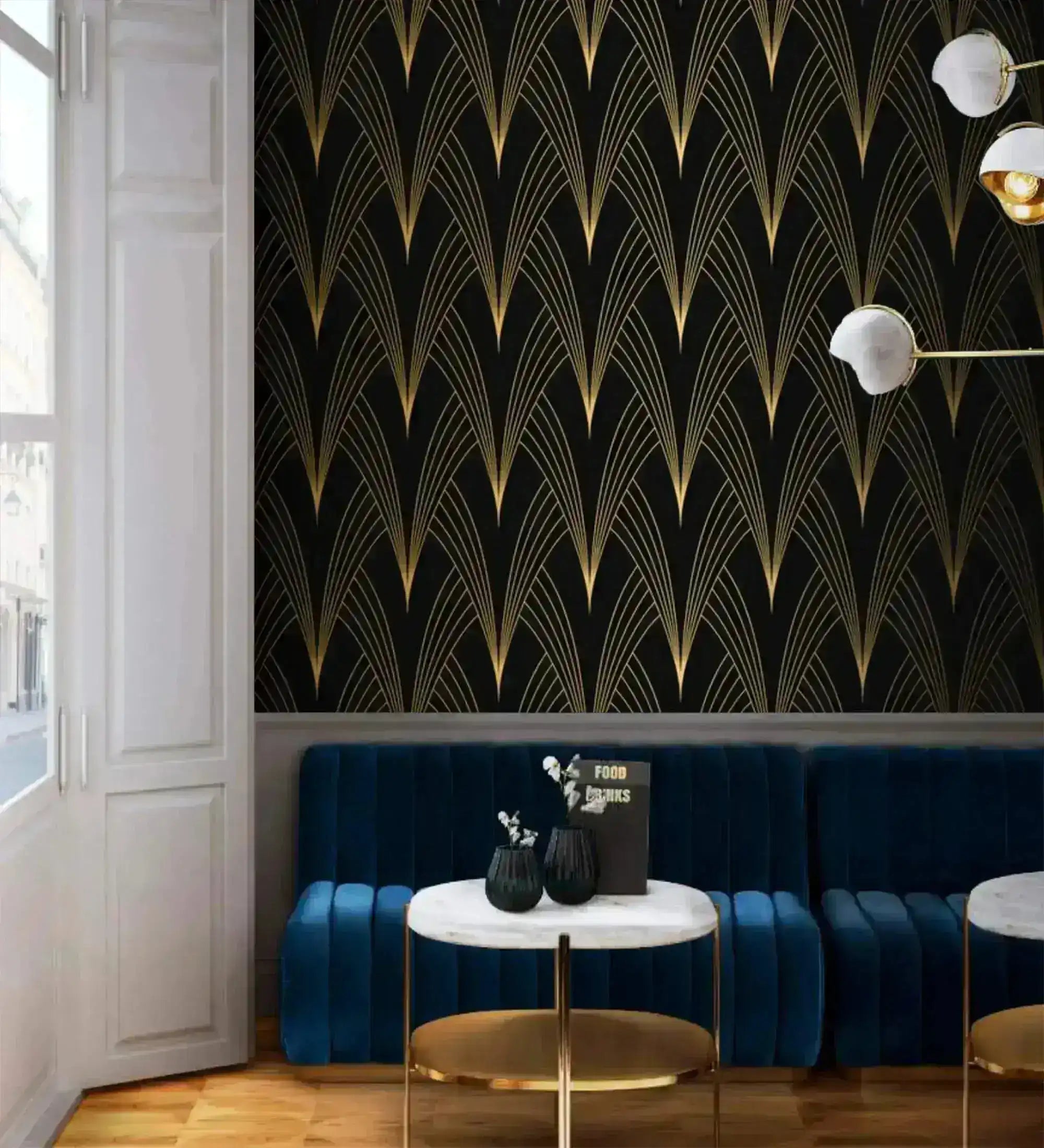 Art Deco Noir Wallpaper 47" x 96" Peel and stick