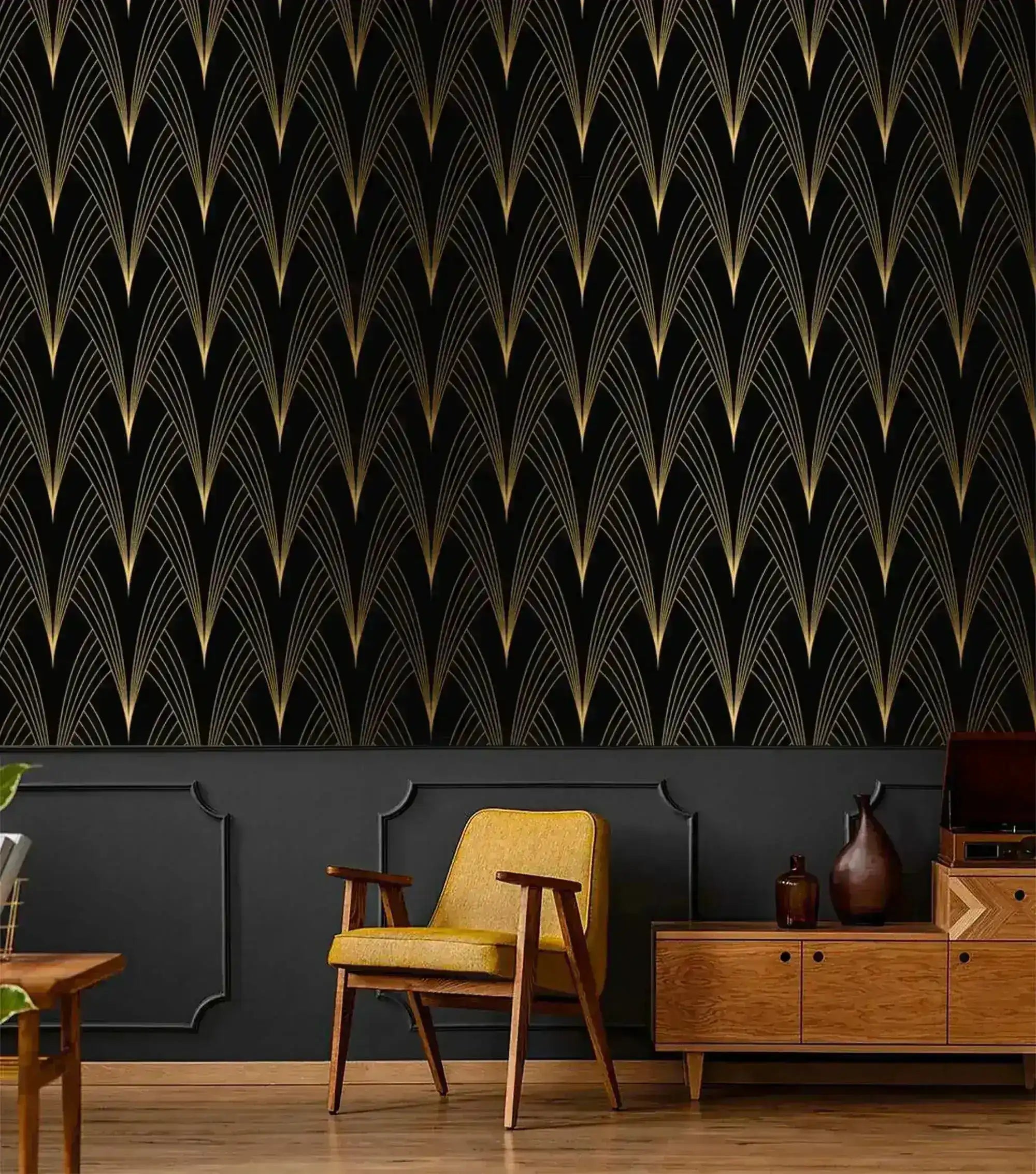 Art Deco Noir Wallpaper 47" x 96" Peel and stick