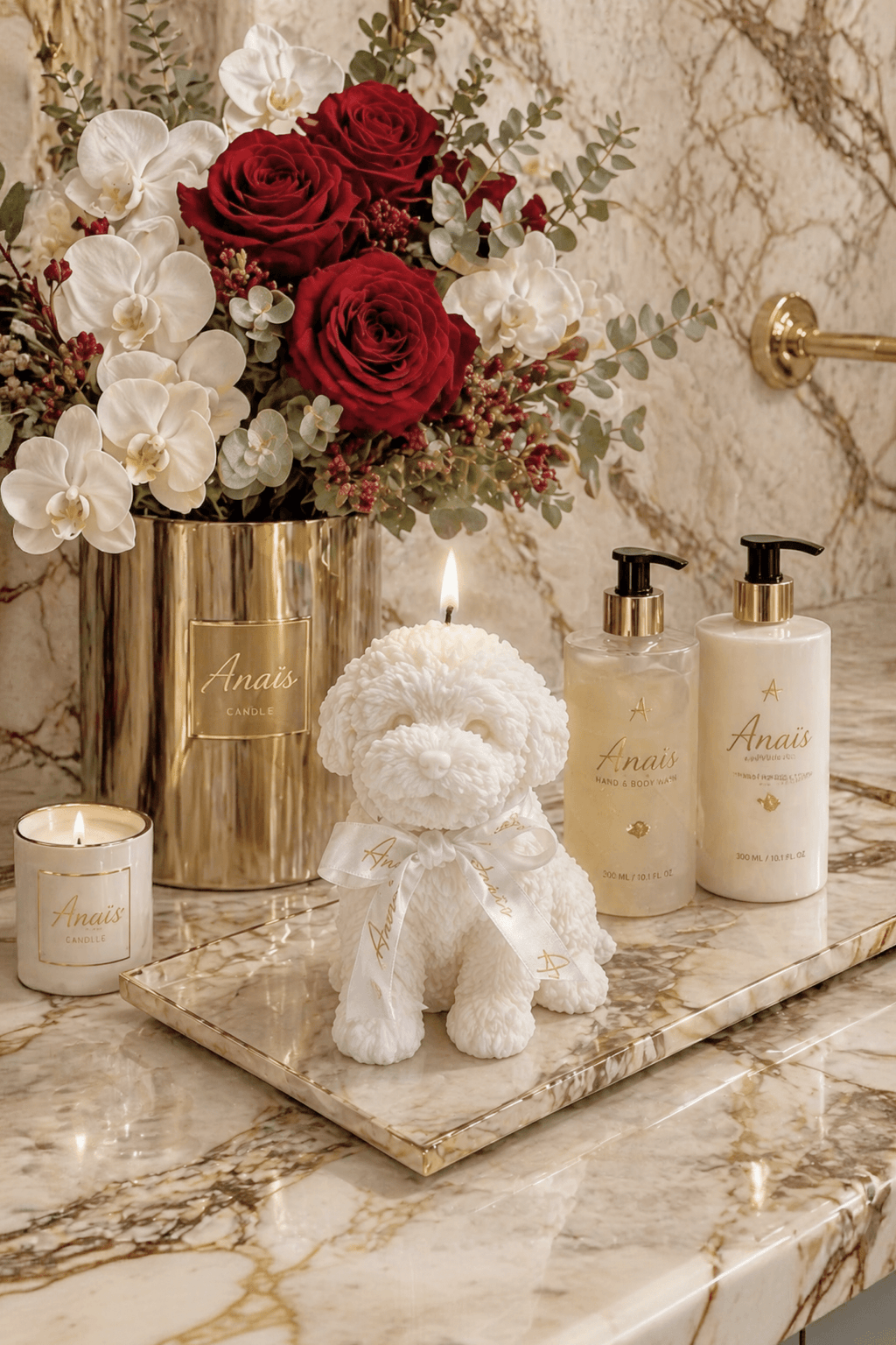 Anaïs Puppy Candle in White